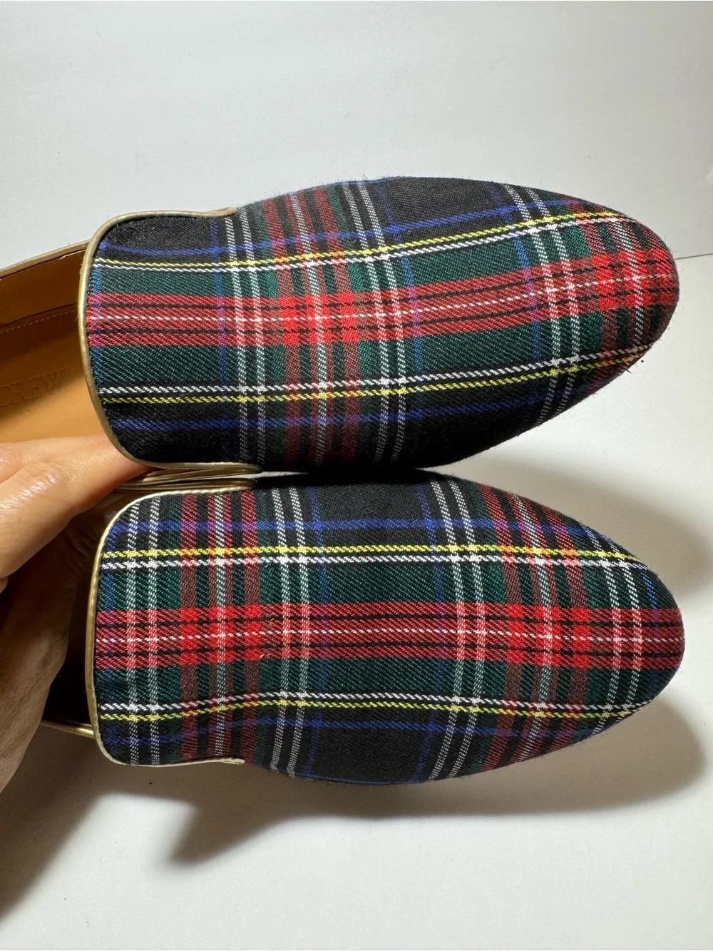 J.Crew Casual Slip-On Stewart Plaid Smoking Slippers Loafers Flats Size 10